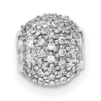 CZ Diamond Bead Chain Slide Pendant Sterling Silver Rhodium-plated QP4479, MPN: QP4479, 191101459771