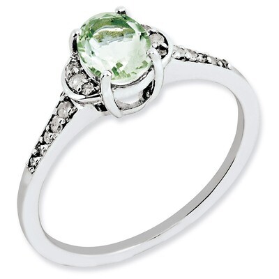 Green Quartz &amp; Diamond Ring Sterling Silver QR3091AG, MPN: QR3091AG, 883957653075