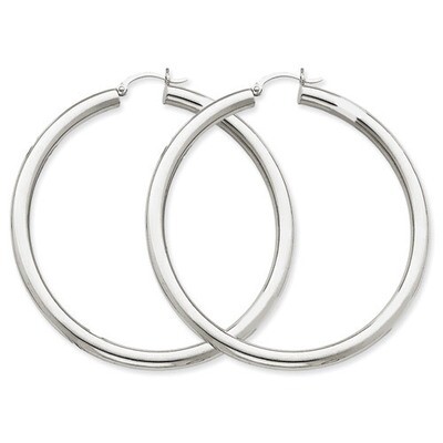 4mm x 60mm Tube Hoop Earrings 14k White Gold T865, MPN: T865, 883957287126