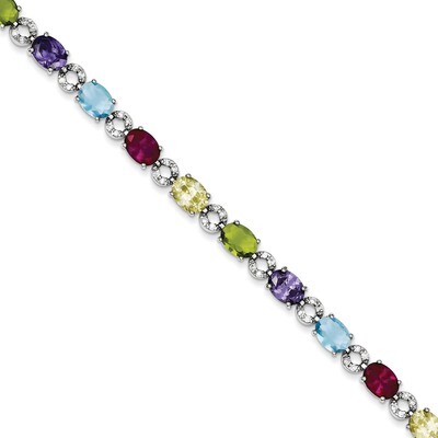 Multicolor Diamond Bracelet Sterling Silver QX691CZ, MPN: QX691CZ, 191101370052