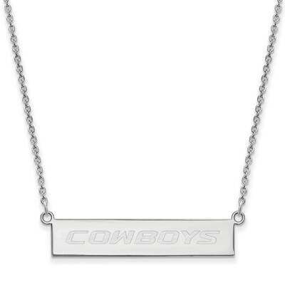 Oklahoma State University Small Bar Necklace Sterling Silver Rhodium-plated SS069OKS-18, MPN: SS069…
