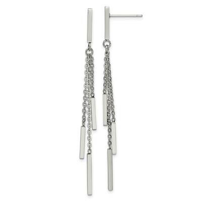 Bar Post Dangle Earrings Stainless Steel Polished SRE1430, MPN: SRE1430, 191101866333