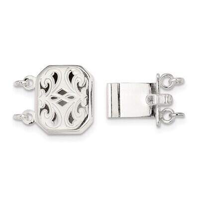 10.1 x 11.8mm Rectangle Scroll Design 2-Strand Pearl Clasp Sterling Silver SS4824, MPN: SS4824,