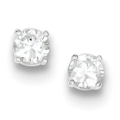 Round Cubic Zirconia 5mm Post Earrings Sterling Silver QE9101, MPN: QE9101, 883957584850