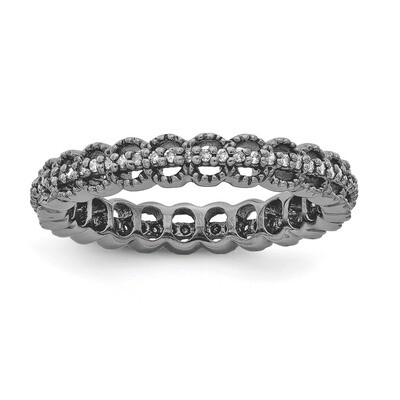 Black-plated Carved Diamond Ring - Sterling Silver QSK1648, MPN: QSK1648, 886774252742