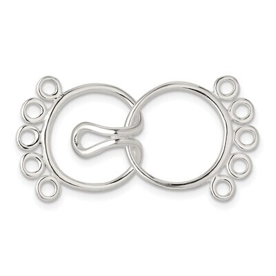 35.5 x 15.8mm 5-Strand Pearl Clasp Sterling Silver SS3594, MPN: SS3594,