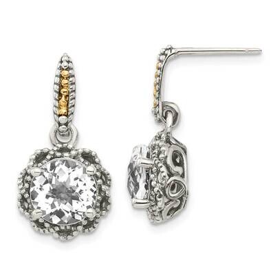 White Topaz Earrings Sterling Silver with 14k Gold Polished QTC1692, MPN: QTC1692, 883957233901