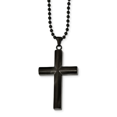 Black IP-plated Cross Necklace Stainless Steel Brushed SRN2354-24 by Chisel, MPN: SRN2354-24, 19110…