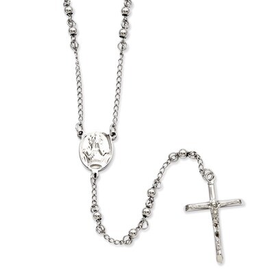 4mm Bead Rosary Necklace - Stainless Steel SRN808 by Chisel, MPN: SRN808, 886774643397
