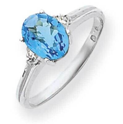 8x6mm Oval Blue Topaz Diamond Ring 14k White Gold Y4600BT_AA, MPN: Y4600BT_AA, 883957472027