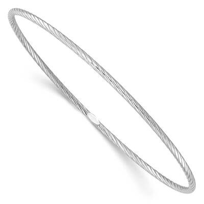 14K White Gold Twisted Slip On Bangle CMEI18255