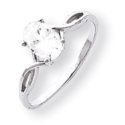 Cubic Zirconia Ring 14k white Gold 7x5mm Oval Y2198CZ Diamond, MPN: Y2198CZ, 883957552552