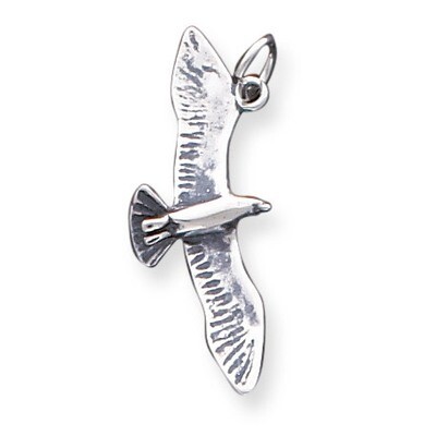 Wing Spread Seagull Charm Antiqued Sterling Silver QC5010, MPN: QC5010, 883957529158