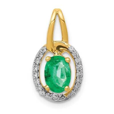 Oval Emerald Pendant 14k Gold Diamond PM5261-EM-013-YA, MPN: PM5261-EM-013-YA, 883957383347