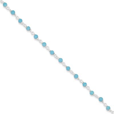 7.5 Inch Blue Stone Polished Bracelet Sterling Silver QG2990-7.5, MPN: QG2990-7.5, 191101295256