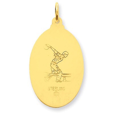 24k Gold-plated Saint Christopher Bowling Medal Sterling Silver QC5635
