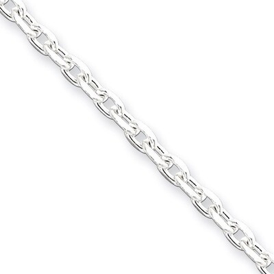18 Inch 2.75mm Beveled Oval Cable Chain Sterling Silver QCA080-18, MPN: QCA080-18, 883957918358