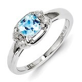 Light Blue Topaz Ring Diamond Sterling Silver QR4539BT, MPN: QR4539BT, 883957365831