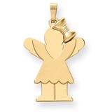 Girl with Bow on Right Charm 14k Gold Solid Engravable XK384, MPN: XK384, 883957859446