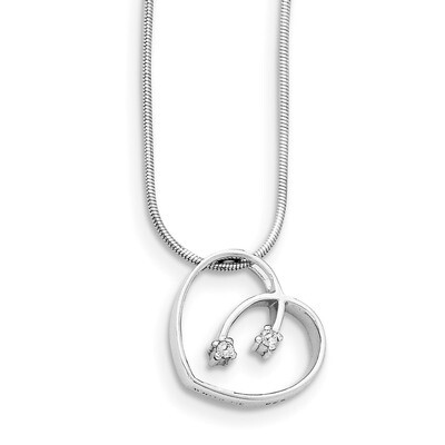 .02Ct Diamond Heart Necklace Sterling Silver QW157-18, MPN: QW157-18, 883957316512