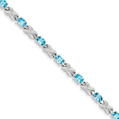 Blue Topaz Bracelet Sterling Silver QX851BT, MPN: QX851BT, 883957467153