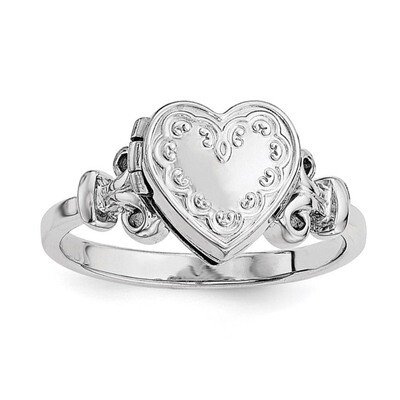 10Mm Locket Ring Sterling Silver Rhodium-plated QLS588R-6, MPN: QLS588R, 191101191985