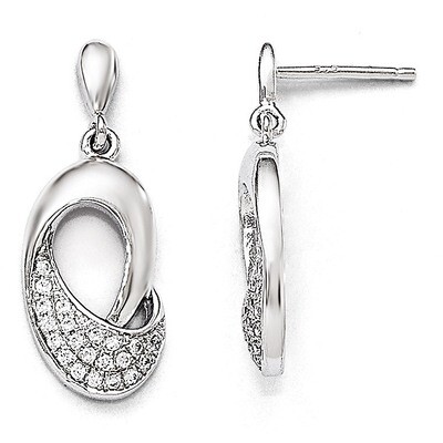 Dangle Post Earrings Sterling Silver &amp; Cubic Zirconia QMP195, MPN: QMP195, 883957521480