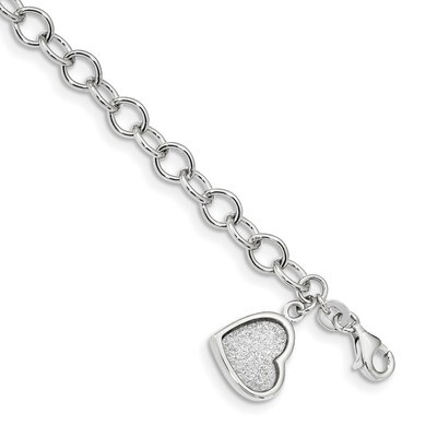 Glitter Enamel Heart Bracelet 7.5 Inch Sterling Silver Rhodium-plated QG4242-7.5, MPN: QG4242-7.5, …