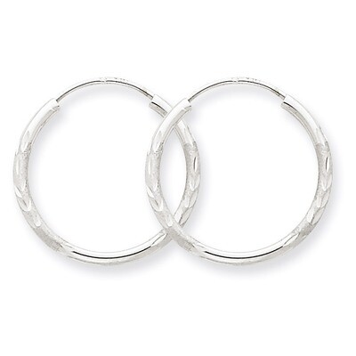 1.5mm Diamond-cut Endless Hoop Earrings 14k White Gold XY1196, MPN: XY1196, 883957299815
