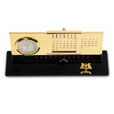 Legal Gold-plated Perpetual Calendar and Clock on Black Base GM21483, MPN: GM21483, 797140352327