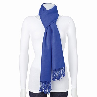 Blue Silk Wool Blend Pashmina Scarf GM8342, MPN: GM8342, 191101416712