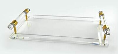 Tizo Acrylic Lucite Serving Tray with Clear Cylinder Handles HA189CLTY, MPN: HA189CLTY,