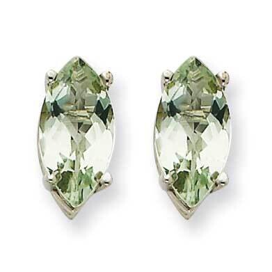 10x8mm Marquise Checker-Cut Green Quartz Earring 14k White Gold XE105WCG, MPN: XE105WCG, 8839570903…