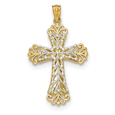 2 Level Budded Cross Pendant 14k Two-tone Gold Polished K5521, MPN: K5521, 191101459221