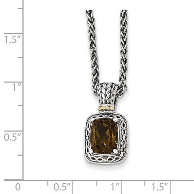 Smokey Quartz Necklace Sterling Silver &amp; 14k Gold Antiqued QTC1067, MPN: QTC1067, 191101385100