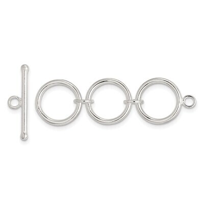 Lrg Triple Circle Toggle Clasp Sterling Silver Polished SS4997, MPN: SS4997,