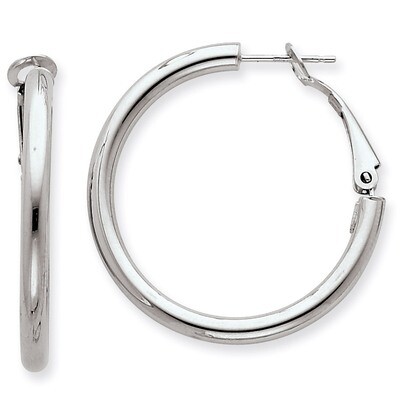 3x25mm Polished Round Hoop Earrings 14k White Gold PRE222W, MPN: PRE222W, 883957900407