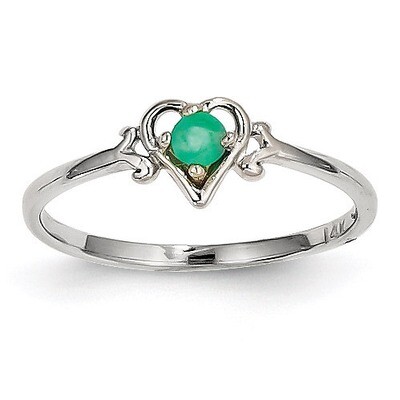 May Birthstone Heart Ring 14k White Gold Genuine YC416, MPN: YC416, 883957323848