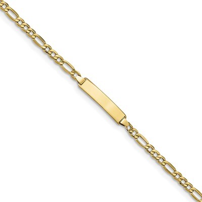 6 Inch Semi-solid Figaro Link ID Bracelet 10k Gold 10DCID140-6, MPN: 10DCID140-6, 191101440786