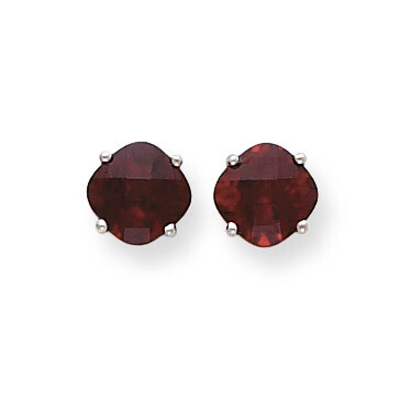 7x7mm Cushion Garnet Checker Earring 14k White Gold XE108WGC, MPN: XE108WGC, 883957225555