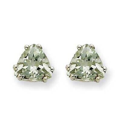 6mm Trillion Checker-Cut Green Quartz Earrings 14k White Gold XE94WCG, MPN: XE94WCG, 883957109909