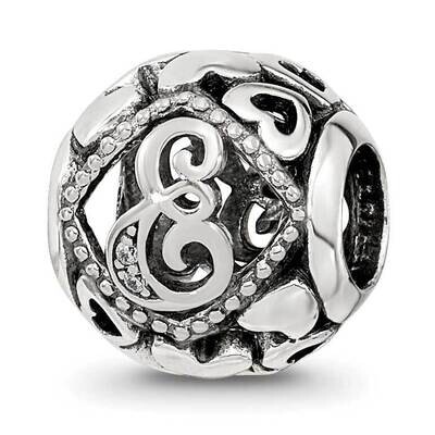 CZ Letter E Bead Sterling Silver QRS4098, MPN: QRS4098,