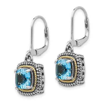 Light Swiss Blue Topaz Leverback Earrings Sterling Silver &amp; 14k Gold QTC1327, MPN: QTC1327, 8867743…