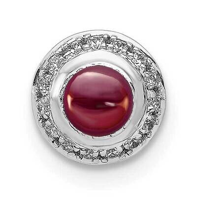 Cabochon .47 Garnet Chain Slide 14k White Gold Diamond PM4030-GA-008-WA, MPN: PM4030-GA-008-WA,
