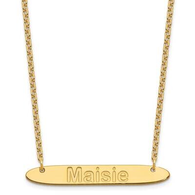 Medium Polished Oblong Arial Rounded Bar Necklace Gold-plated Sterling Silver XNA1238GP, MPN: XNA12…