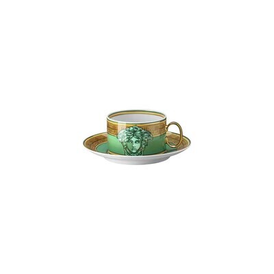 Versace Medusa Amplified Green Coin Tea Cup &amp; Saucer 6 1/4 Inch, MPN: 19335-403762-14640, 790955189…