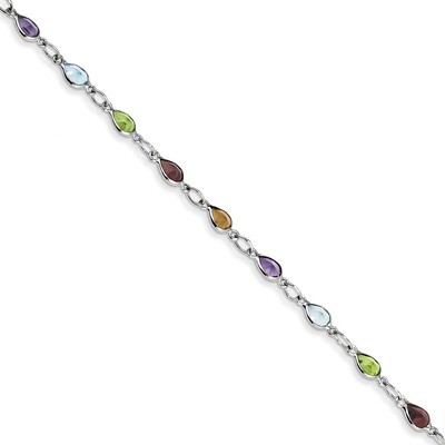 Rainbow Gemstonet Bracelet Sterling Silver Rhodium-plated QX872RB, MPN: QX872RB, 883957681177
