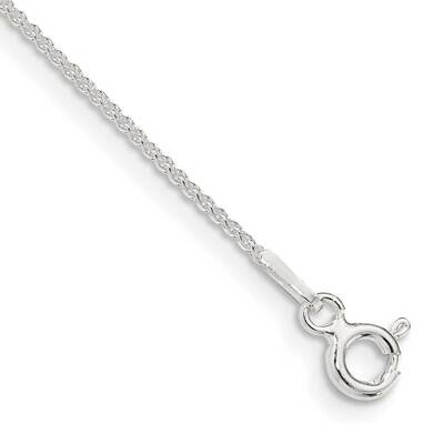 1mm Round Spiga Chain Anklet 9 Inch Sterling Silver QSP025-9, MPN: QSP025-9, 196904160930