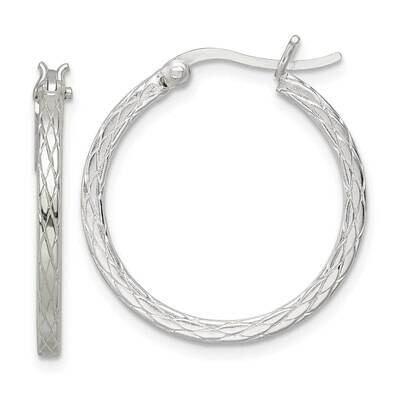 Diamond Pattern Hoop Earrings Sterling Silver QE15847, MPN: QE15847, 196904151921