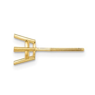 Round 4-Prong Medium Weight .13ct. Threaded Post Earring Setting 18k Yellow Gold 8Y327, MPN: 8Y327,
